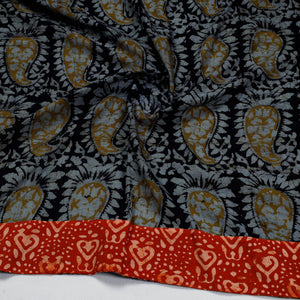 Black - Hand Batik Printed Cotton Blouse Piece