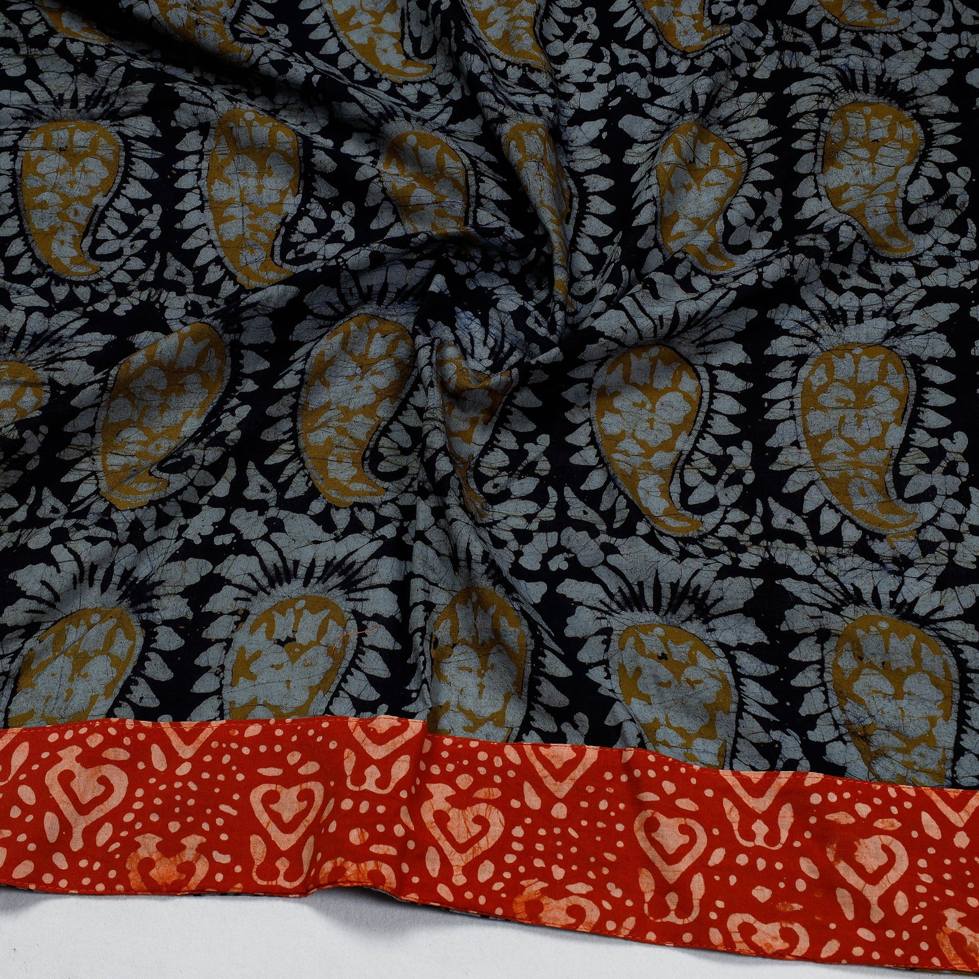 Black - Hand Batik Printed Cotton Blouse Piece