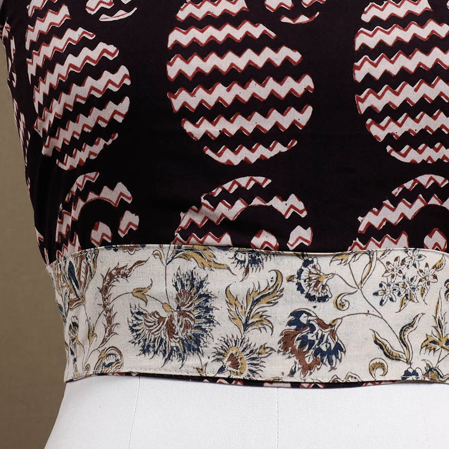 Black - Rangoli Bagh Block Printing Cotton Blouse Piece
