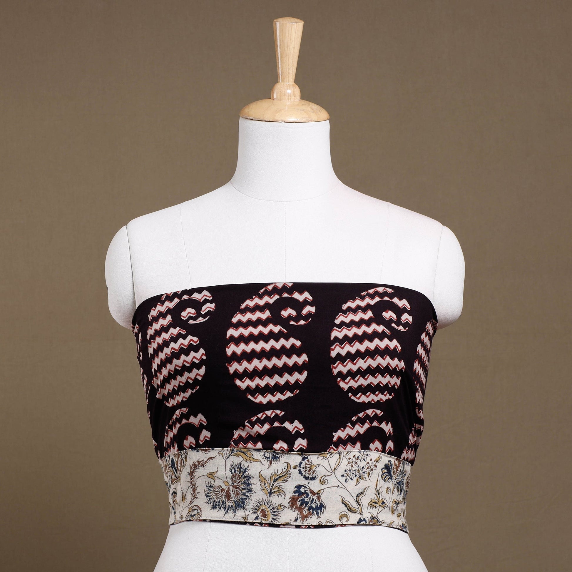 Black - Rangoli Bagh Block Printing Cotton Blouse Piece