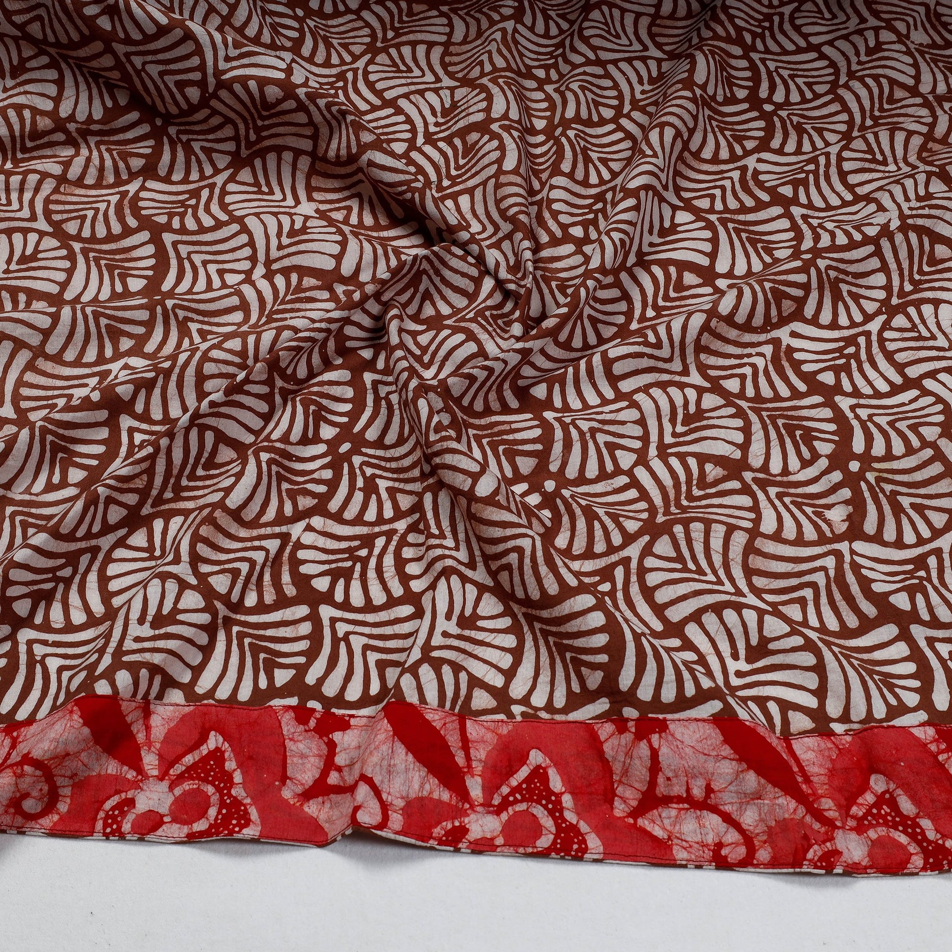 Brown - Hand Batik Printed Cotton Blouse Piece