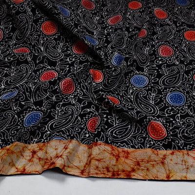 Black - Hand Batik Printed Cotton Blouse Piece