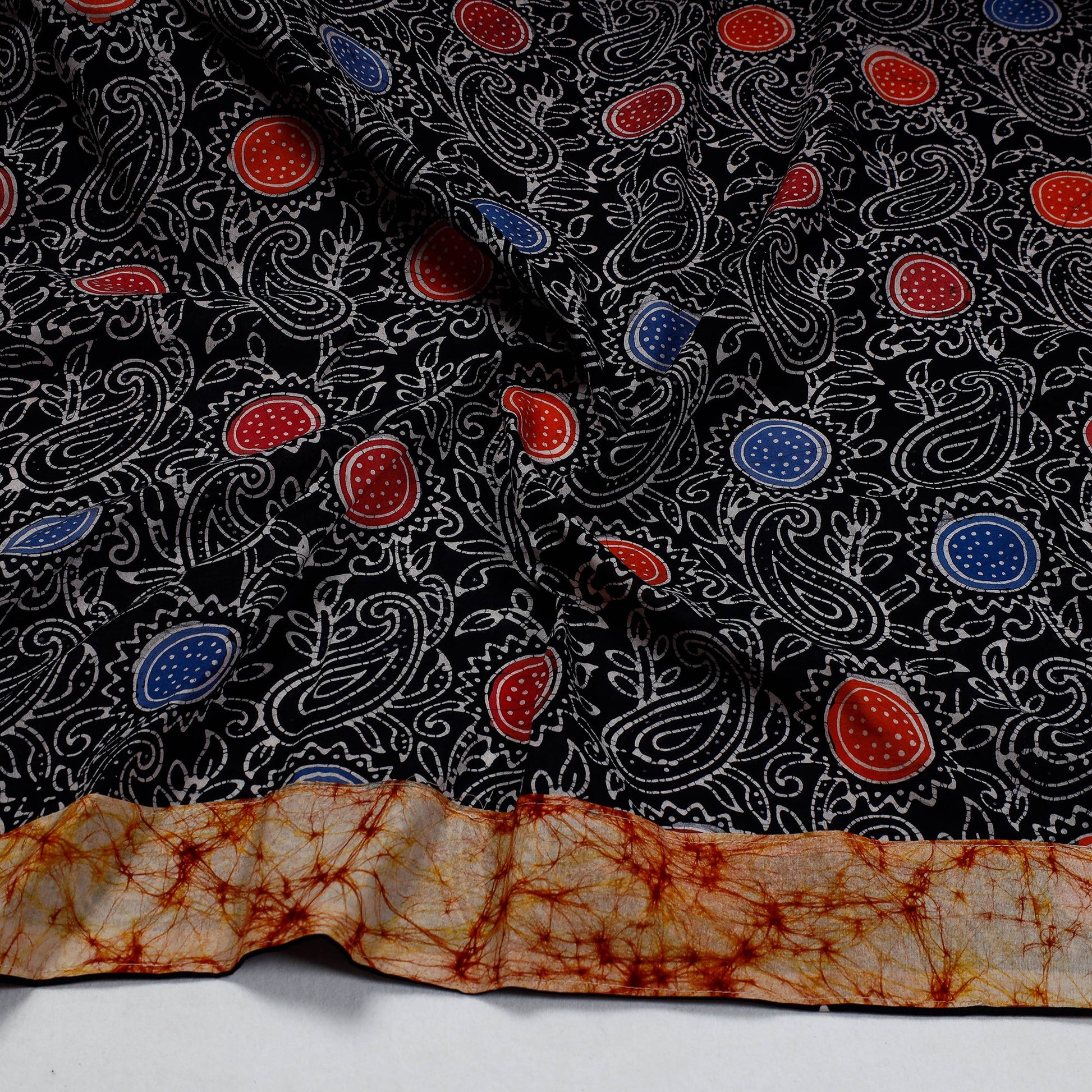 Black - Hand Batik Printed Cotton Blouse Piece