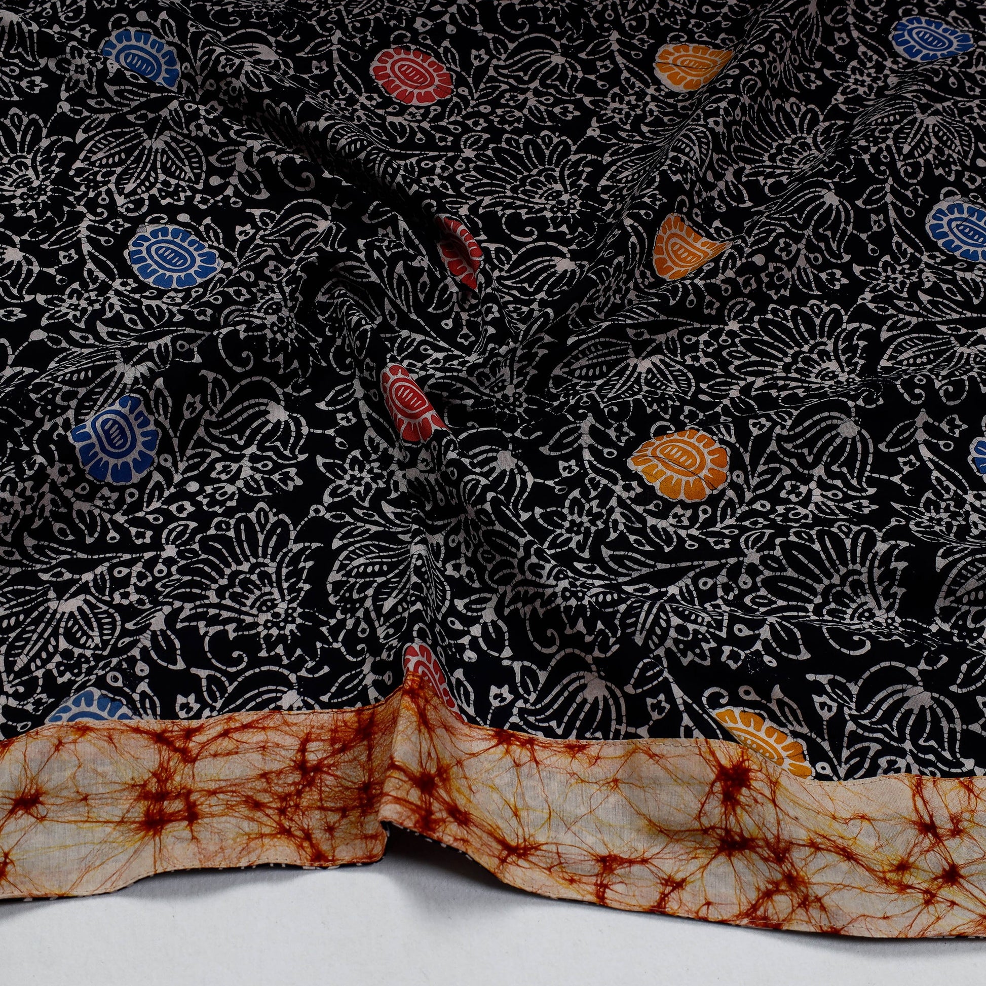Black - Hand Batik Printed Cotton Blouse Piece
