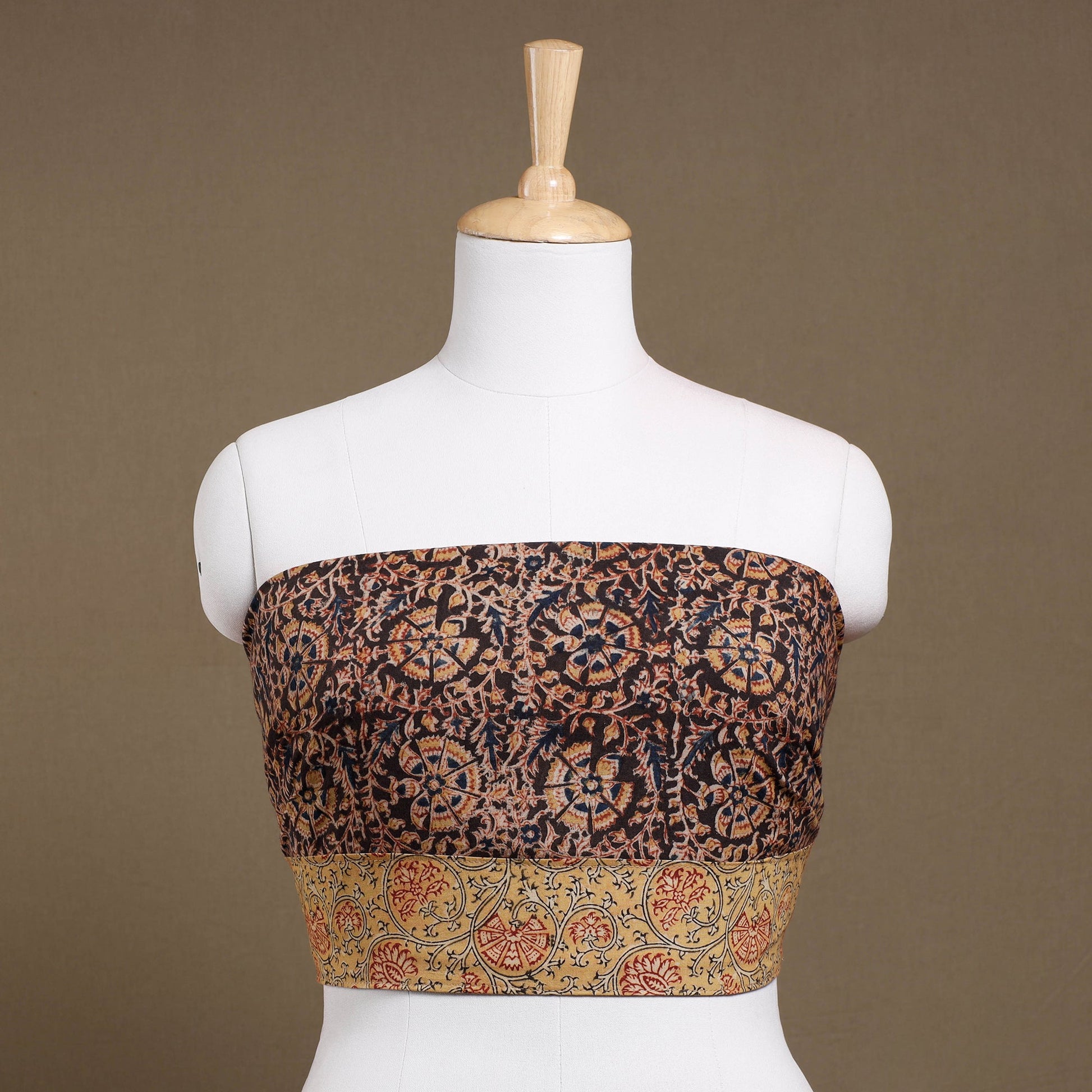 Brown - Rangoli Kalamkari Block Printed Cotton Blouse Piece