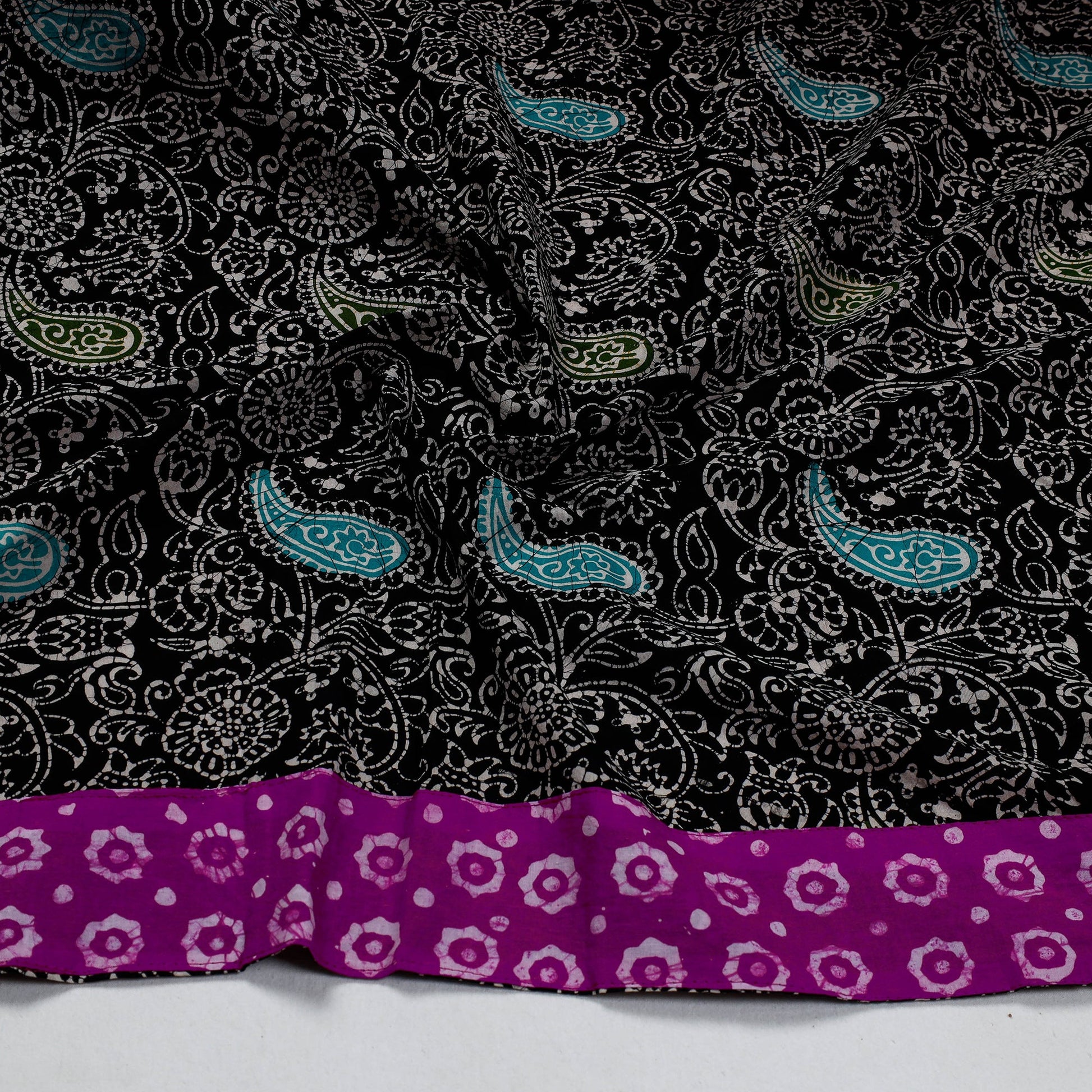 Black - Hand Batik Printed Cotton Blouse Piece