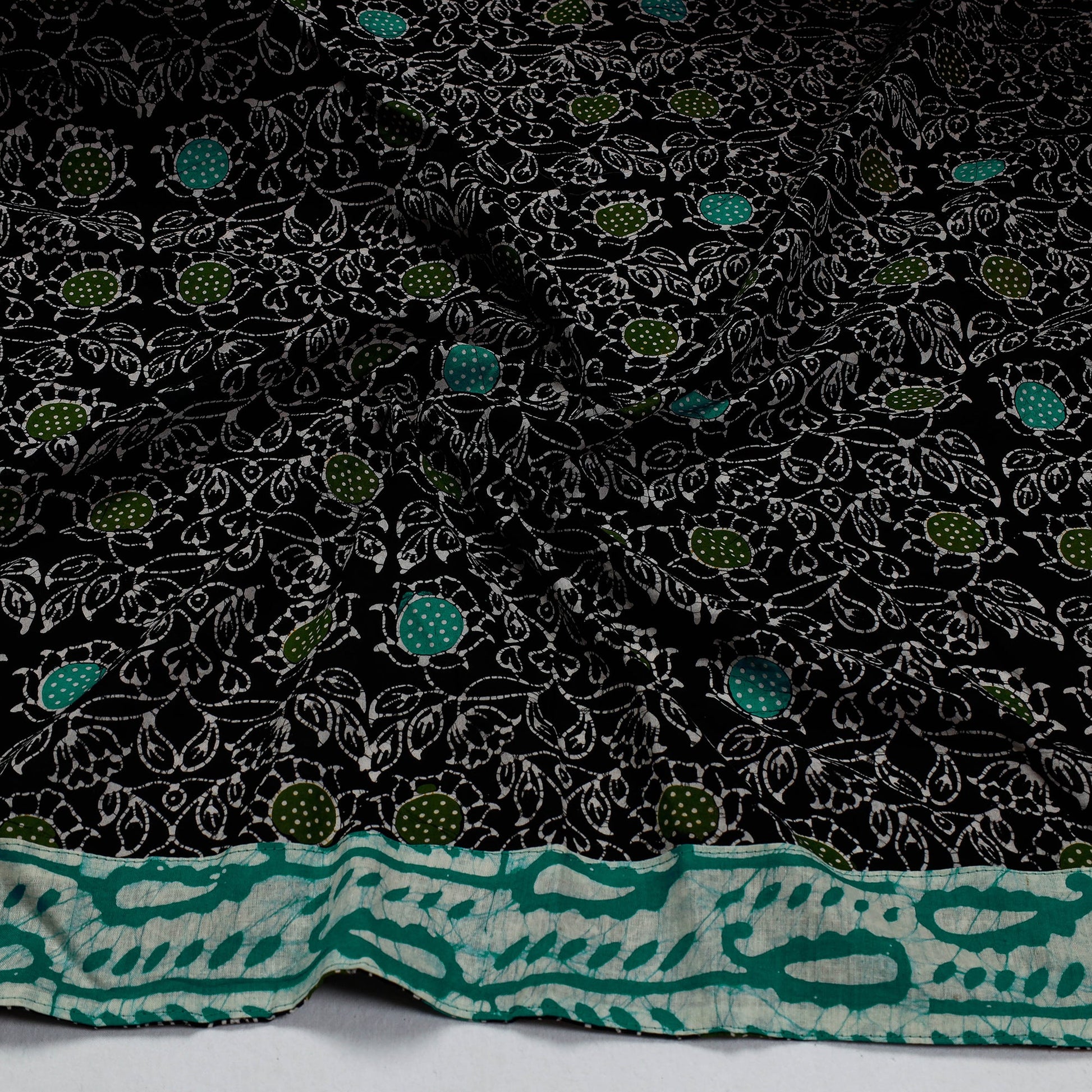 Black - Hand Batik Printed Cotton Blouse Piece