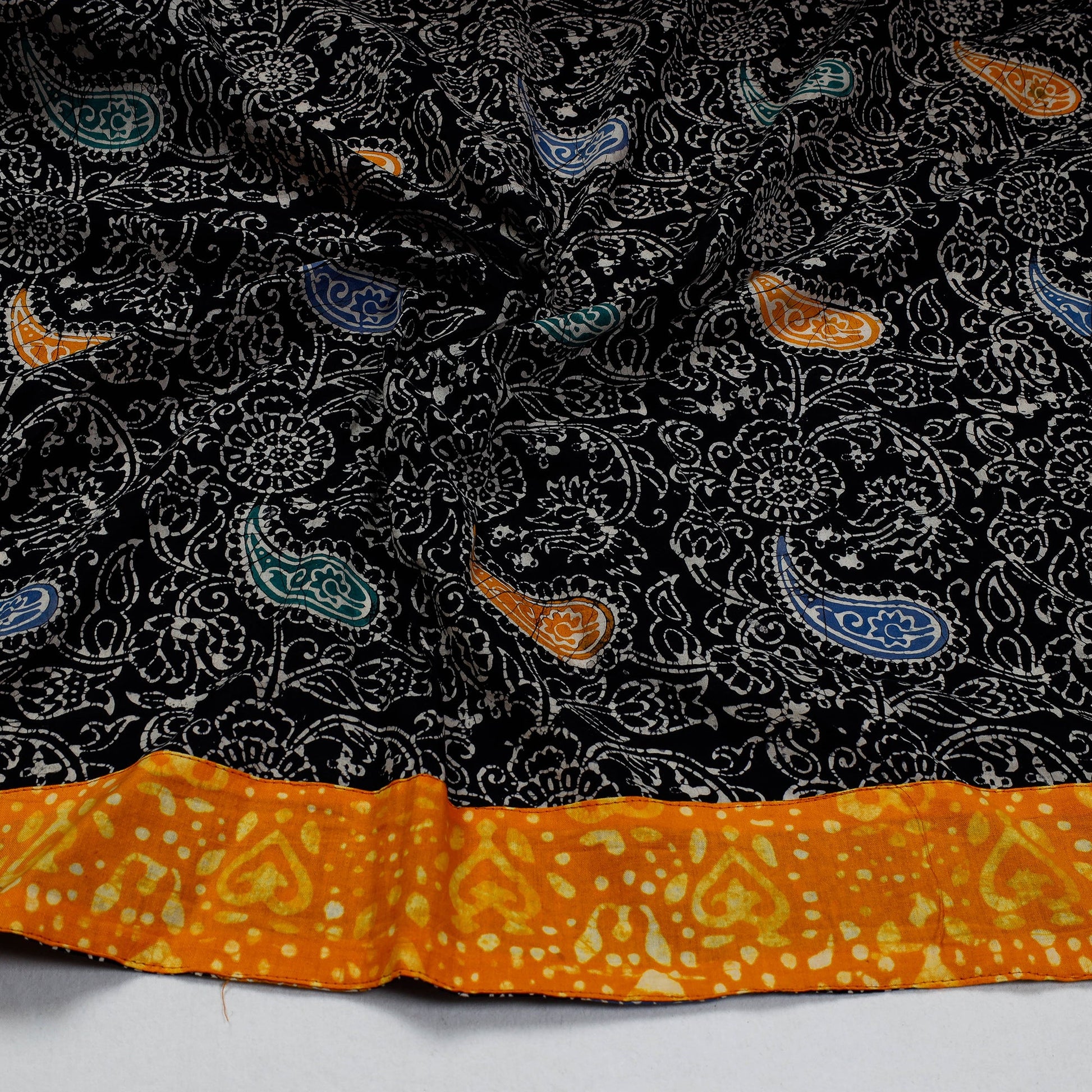 Black - Hand Batik Printed Cotton Blouse Piece
