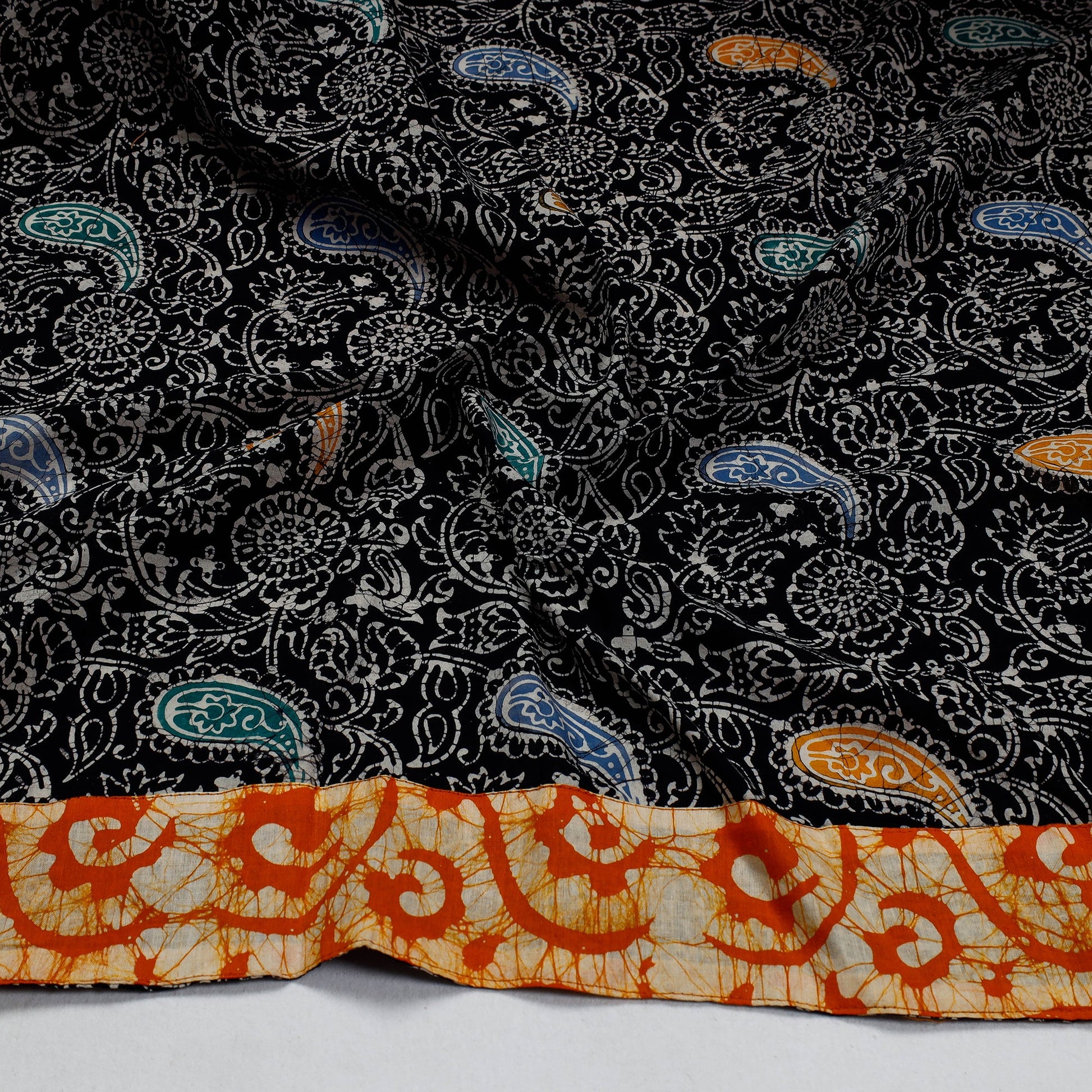Black - Hand Batik Printed Cotton Blouse Piece