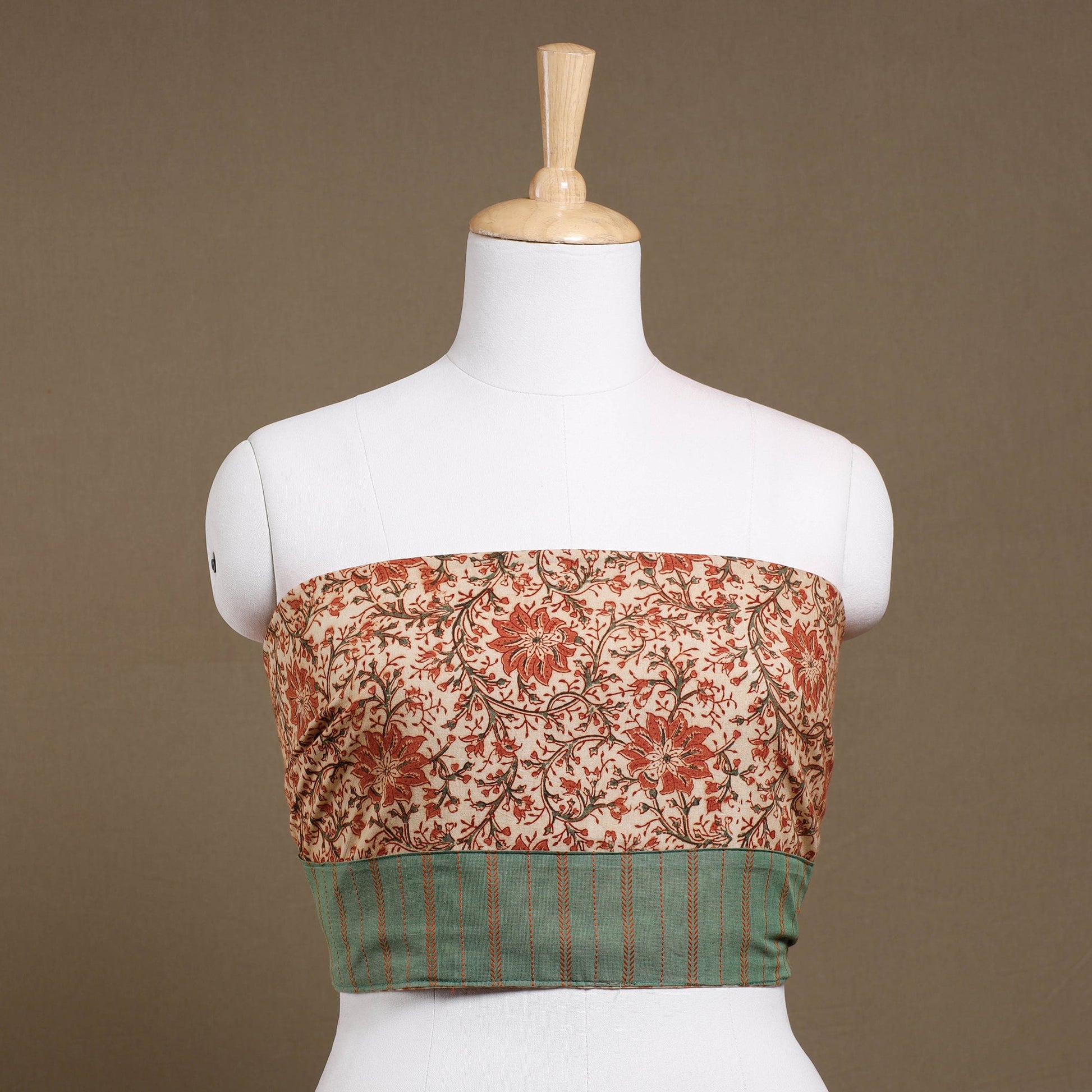 Beige - Rangoli Kalamkari Block Printed Cotton Blouse Piece