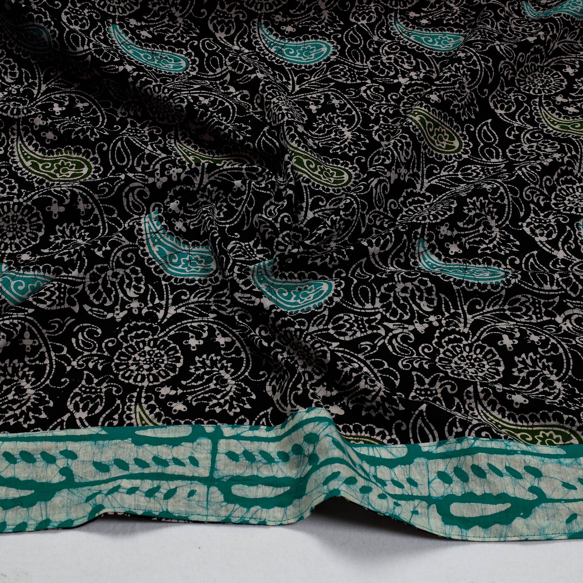 Black - Hand Batik Printed Cotton Blouse Piece
