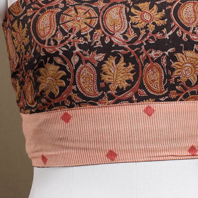 Black - Rangoli Kalamkari Block Printed Cotton Blouse Piece