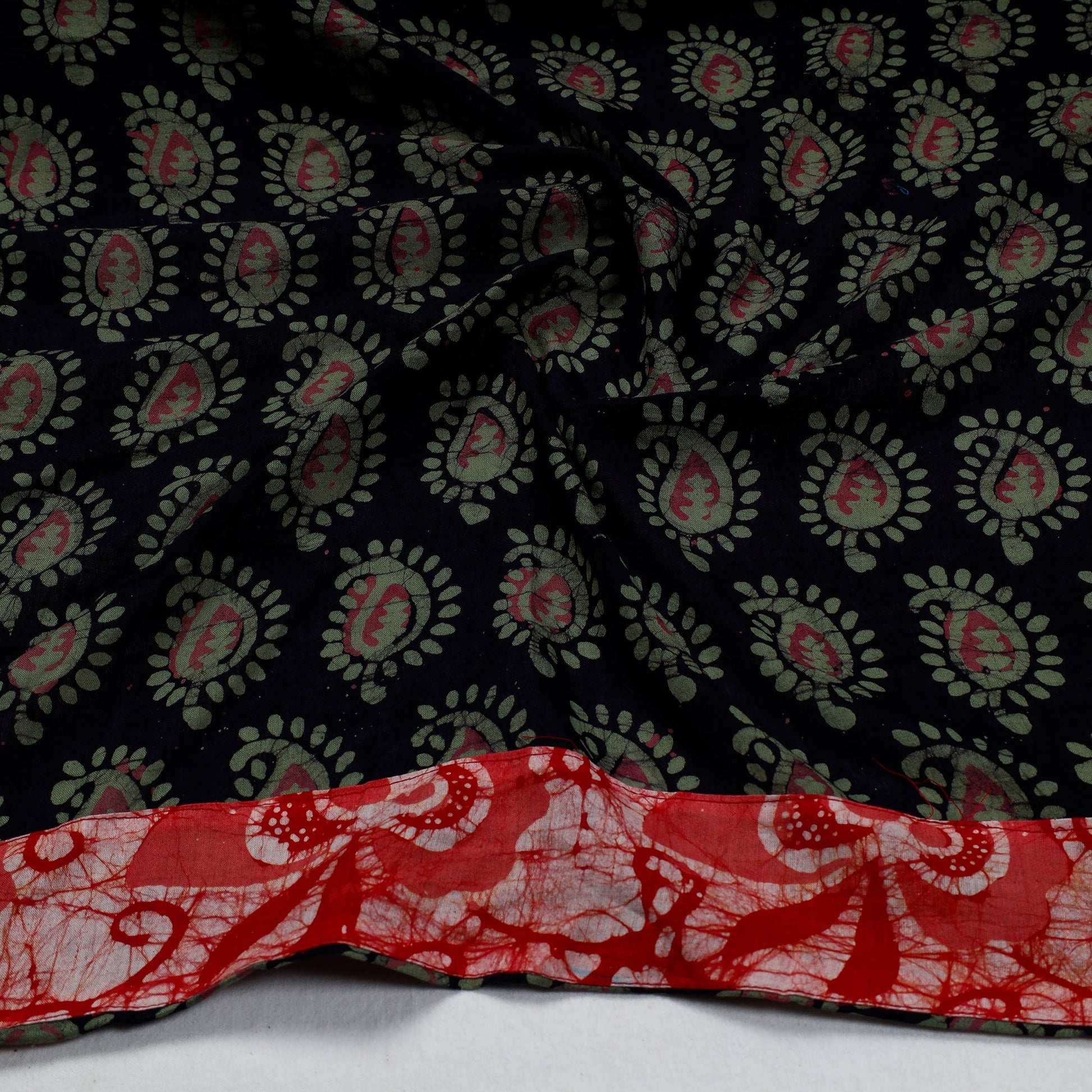 Black - Hand Batik Printed Cotton Blouse Piece