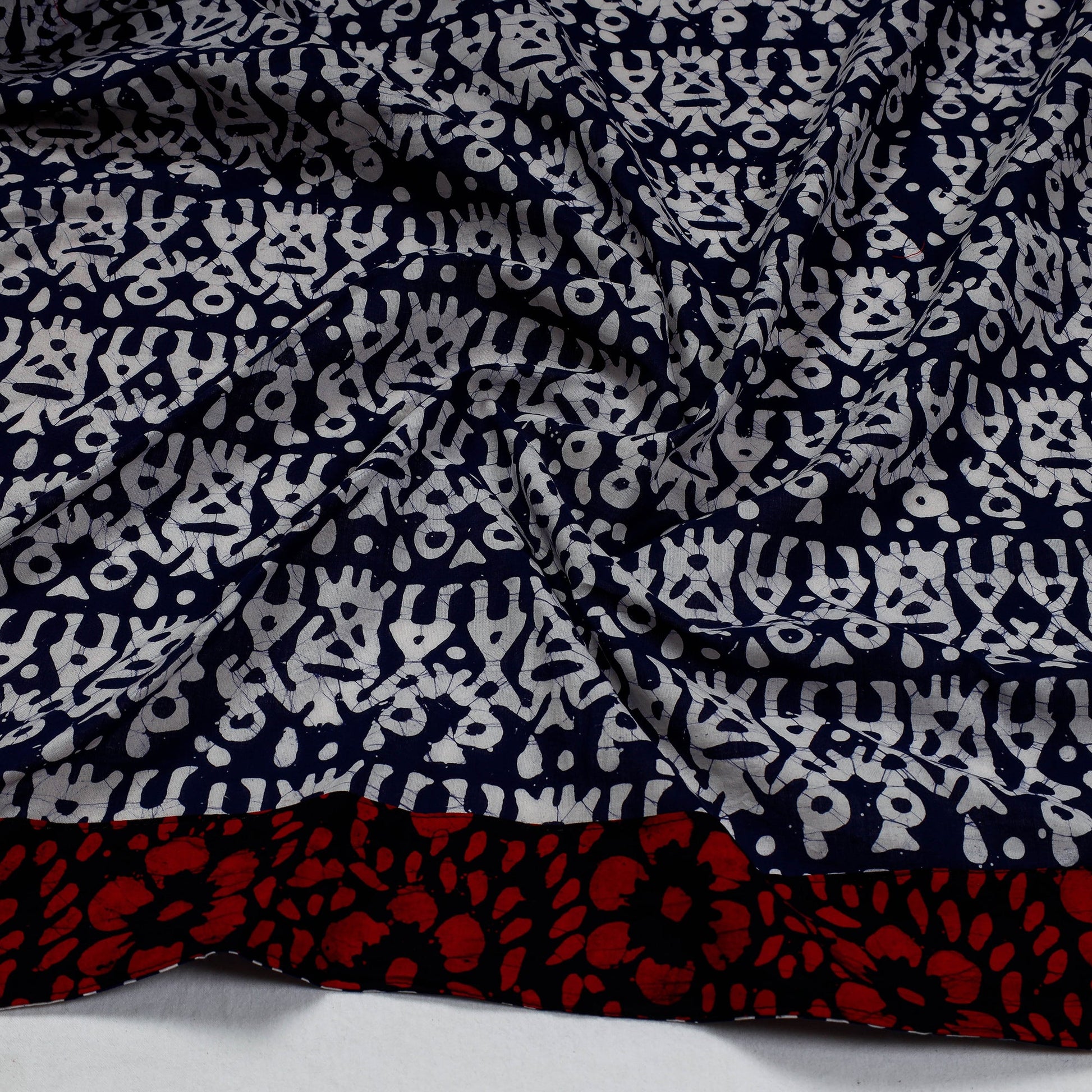 Blue - Hand Batik Printed Cotton Blouse Piece