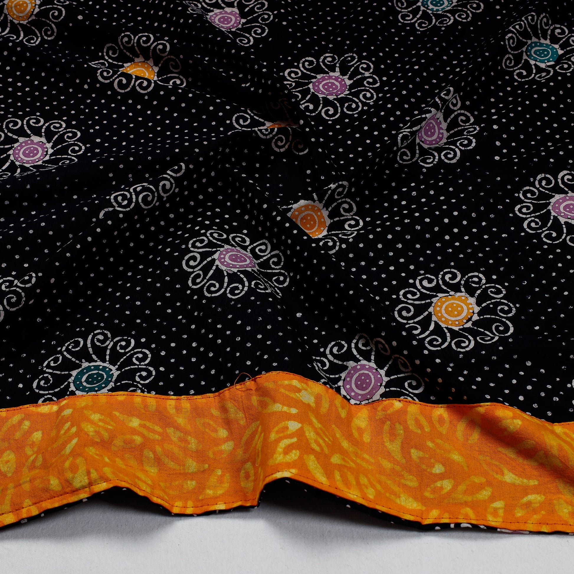 Black - Hand Batik Printed Cotton Blouse Piece