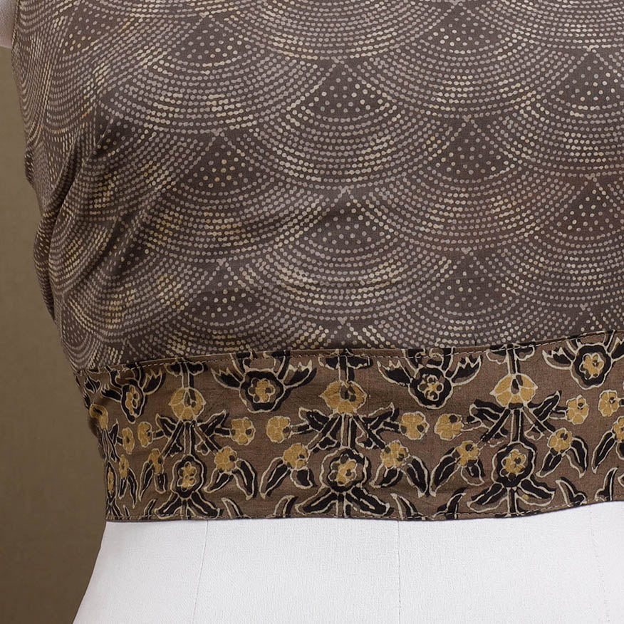 Brown - Rangoli Ajrakh Block Printed Cotton Blouse Piece