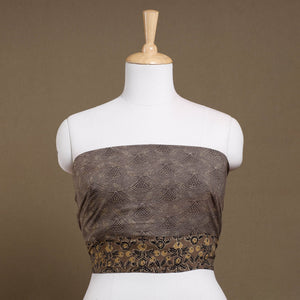 Brown - Rangoli Ajrakh Block Printed Cotton Blouse Piece