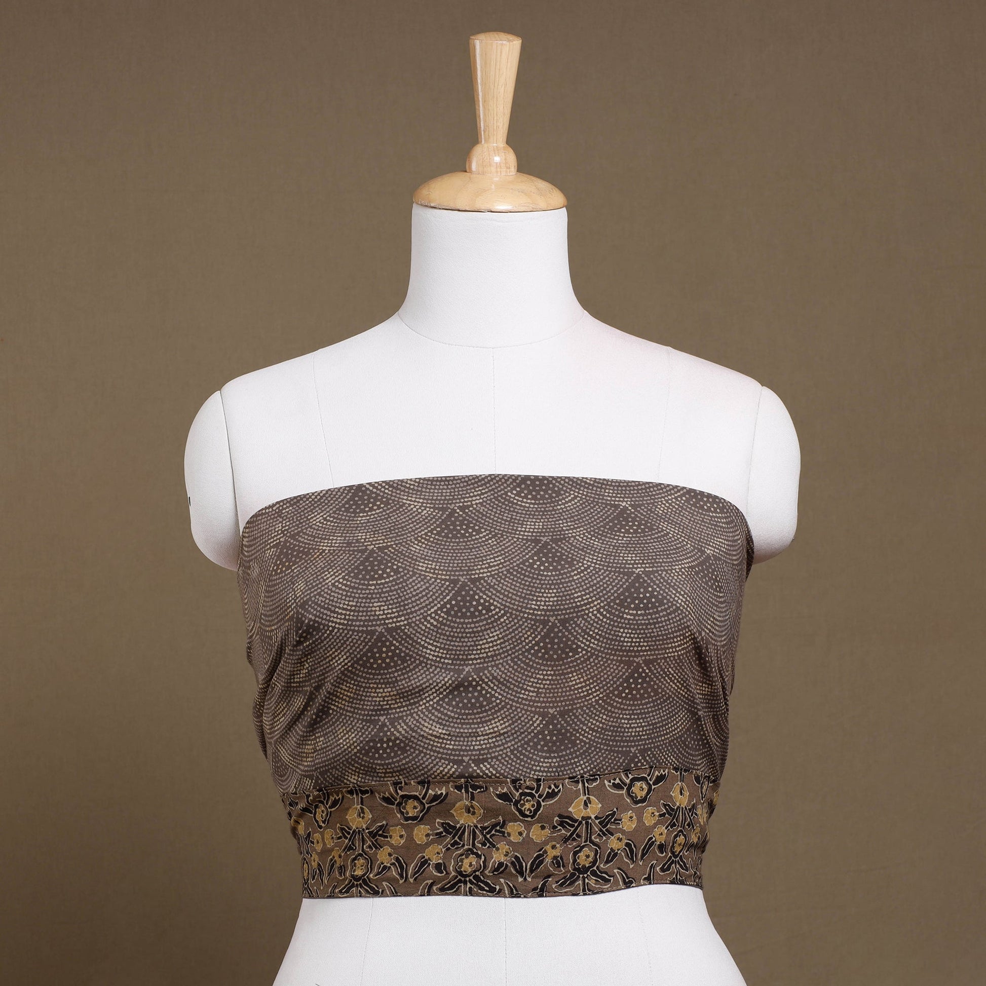 Brown - Rangoli Ajrakh Block Printed Cotton Blouse Piece