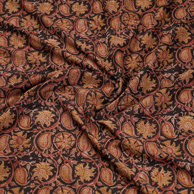 Black - Rangoli Kalamkari Block Printed Cotton Blouse Piece