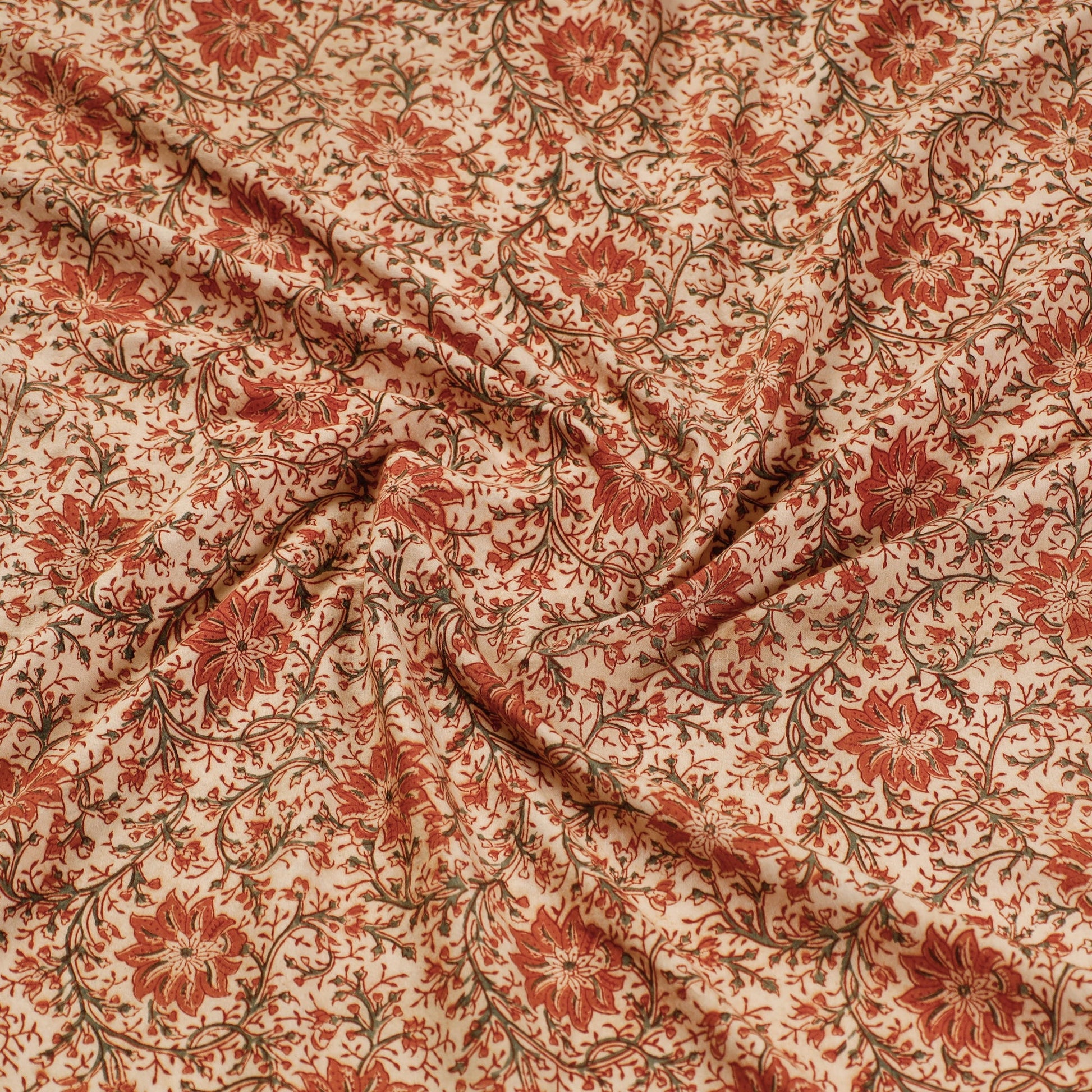 Beige - Rangoli Kalamkari Block Printed Cotton Blouse Piece