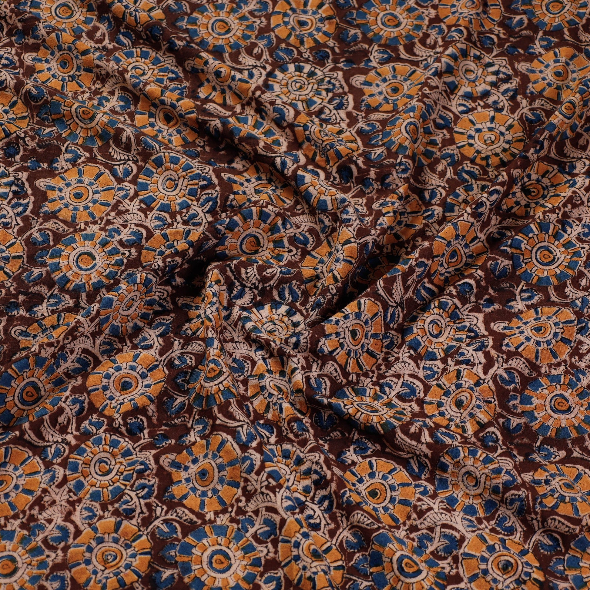 Brown - Rangoli Kalamkari Block Printed Cotton Blouse Piece