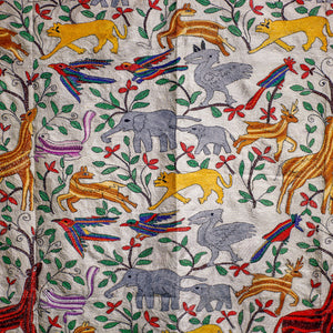 Bengal Kantha Hand Embroidery Tussar Silk Wall Hanging (37 x 44 in) 19