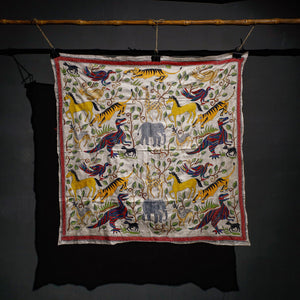 Bengal Kantha Hand Embroidery Tussar Silk Wall Hanging (44 x 46 in) 20