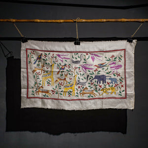 Bengal Kantha Hand Embroidery Tussar Silk Wall Hanging (35 x 35 in) 25