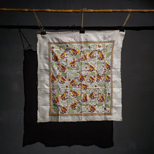 Bengal Kantha Hand Embroidery Tussar Silk Wall Hanging (18 x 43 in) 26