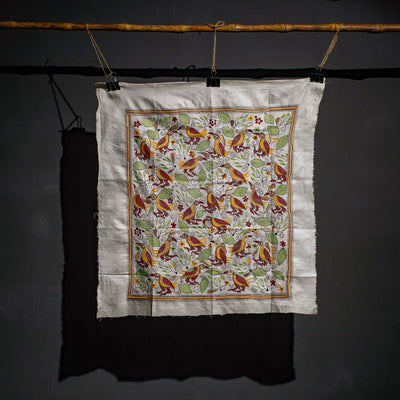 Bengal Kantha Hand Embroidery Tussar Silk Wall Hanging (18 x 43 in) 26