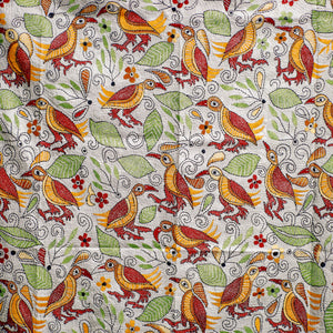 Bengal Kantha Hand Embroidery Tussar Silk Wall Hanging (18 x 43 in) 26