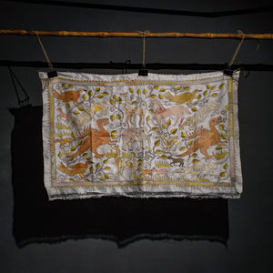 Bengal Kantha Hand Embroidery Tussar Silk Wall Hanging (27 x 44 in) 05
