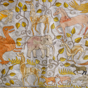 Bengal Kantha Hand Embroidery Tussar Silk Wall Hanging (27 x 44 in) 05