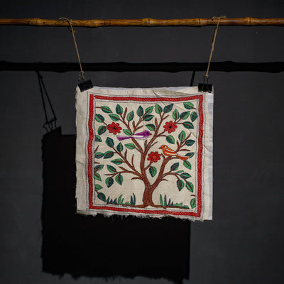 Bengal Kantha Hand Embroidery Cotton Wall Hanging (18 x 19 in) 15