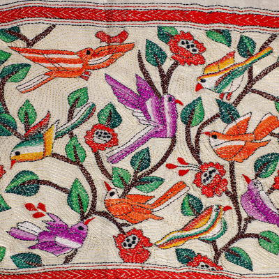 Bengal Kantha Hand Embroidery Cotton Wall Hanging (15 x 19 in) 14