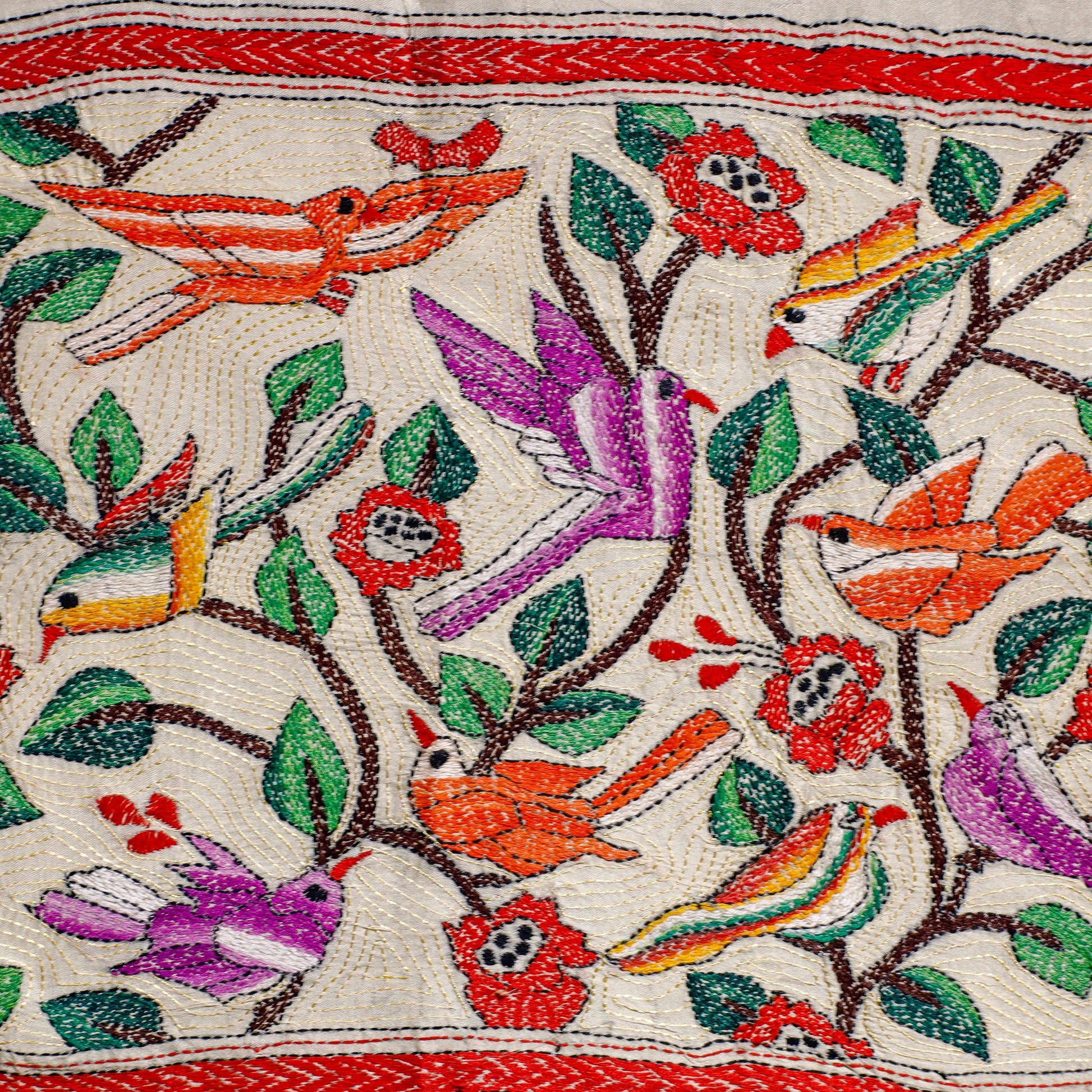 Bengal Kantha Hand Embroidery Cotton Wall Hanging (15 x 19 in) 14