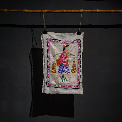 Bengal Kantha Hand Embroidery Cotton Wall Hanging (27 x 17 in) 16