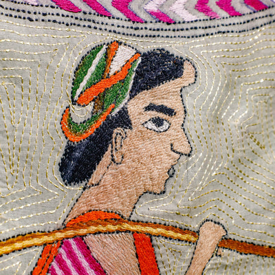 Bengal Kantha Hand Embroidery Cotton Wall Hanging (27 x 17 in) 16