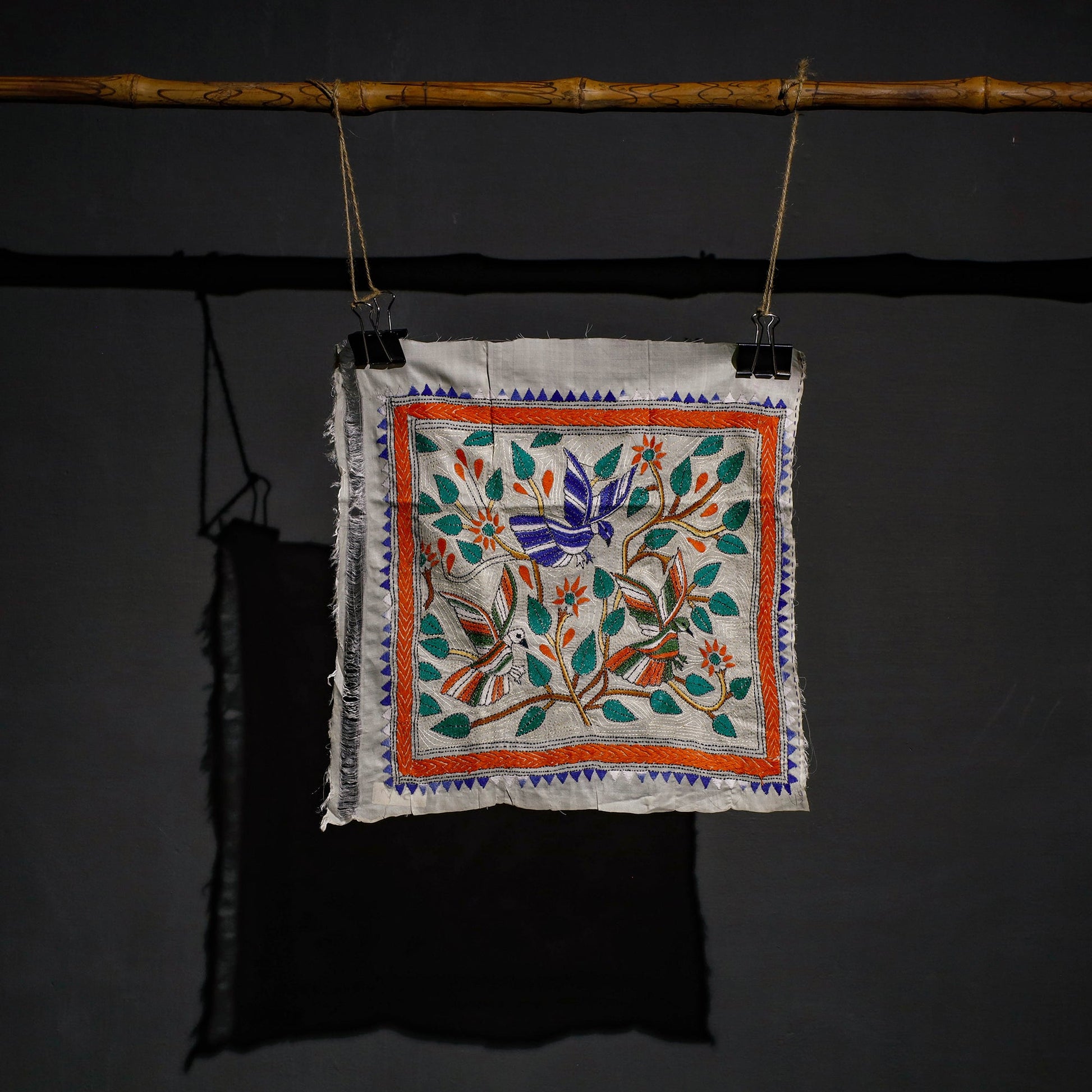 Bengal Kantha Hand Embroidery Cotton Wall Hanging (17 x 17 in) 17