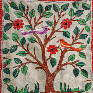 Bengal Kantha Hand Embroidery Cotton Wall Hanging (19 x 20 in) 12