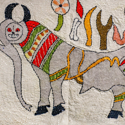 Bengal Kantha Hand Embroidery Silk Wall Hanging (9 x 12 in) 10