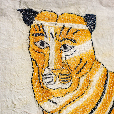 Bengal Kantha Hand Embroidery Silk Wall Hanging (11 x 18 in) 07