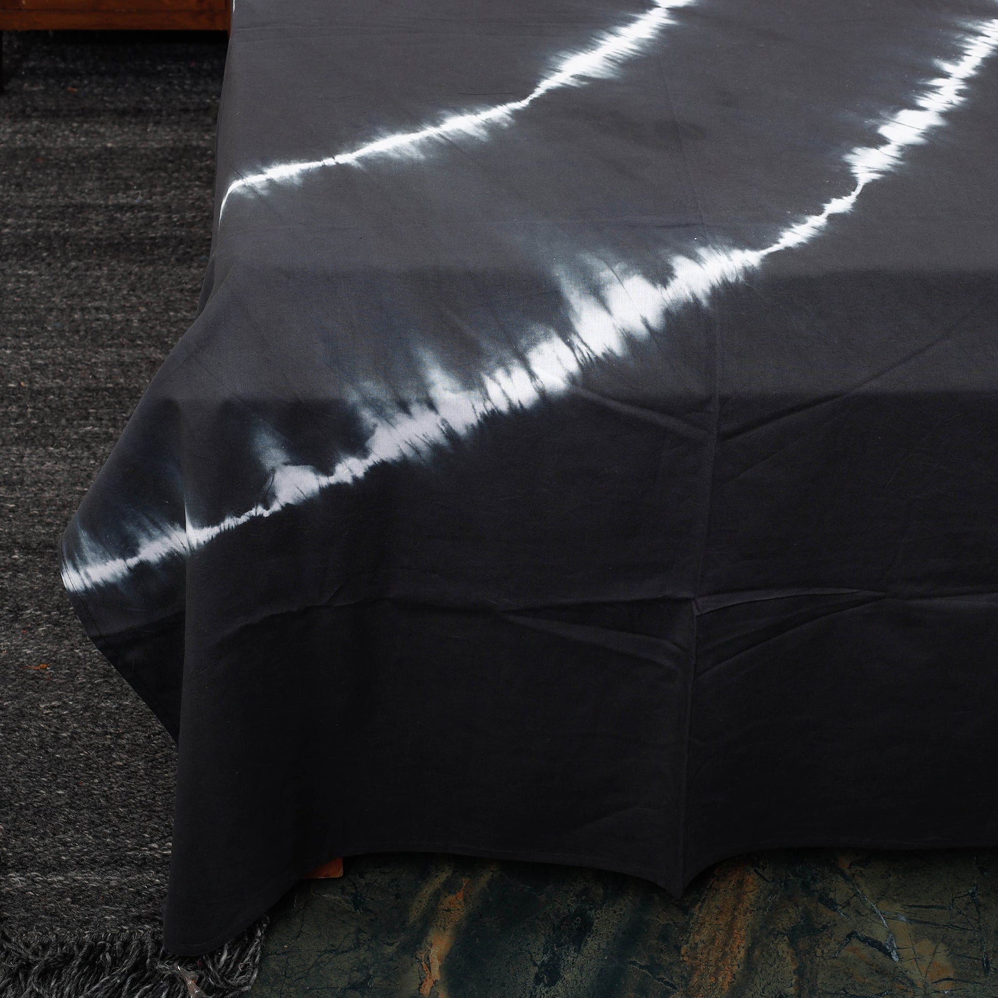 Black - Tie & Dye Cotton Double Shibori Bed Sheet Set