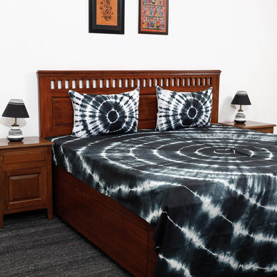 Black - Tie & Dye Cotton Double Shibori Bed Sheet Set