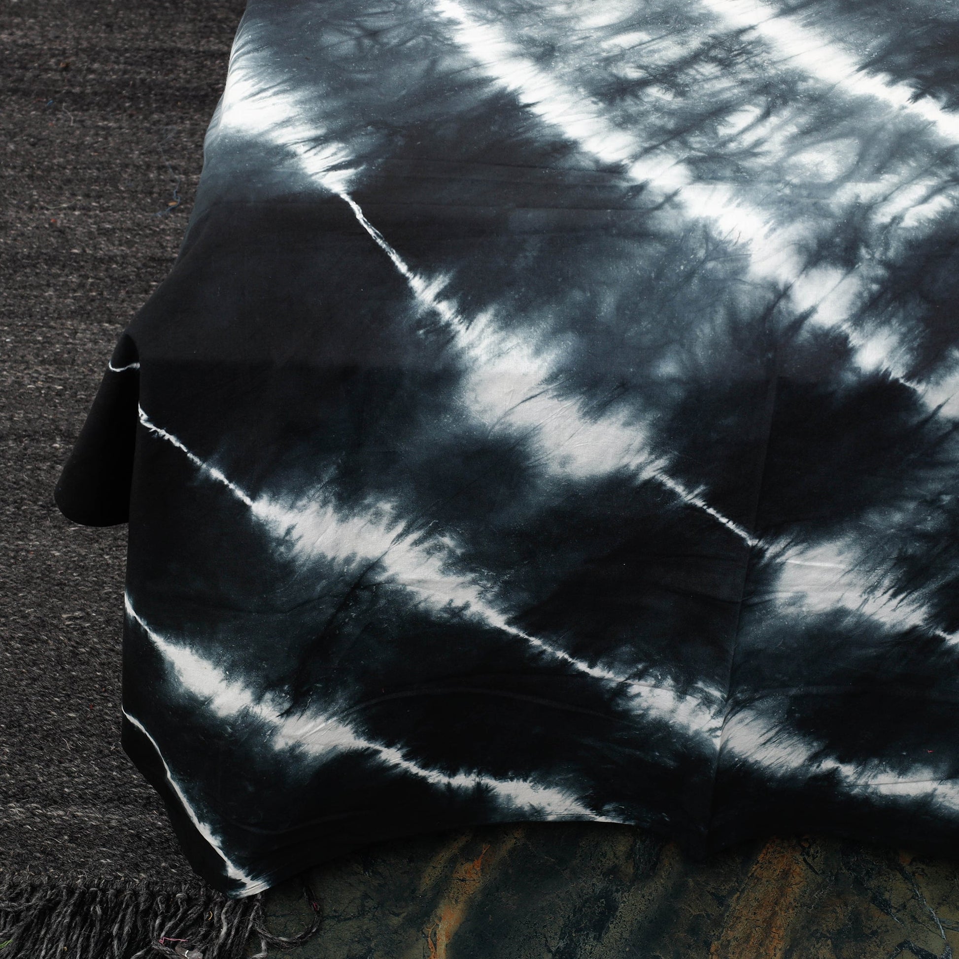 Black - Tie & Dye Cotton Double Shibori Bed Sheet Set