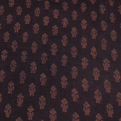 Brown - Pure Wool Handloom Ajrakh Hand Block Printed Fabric