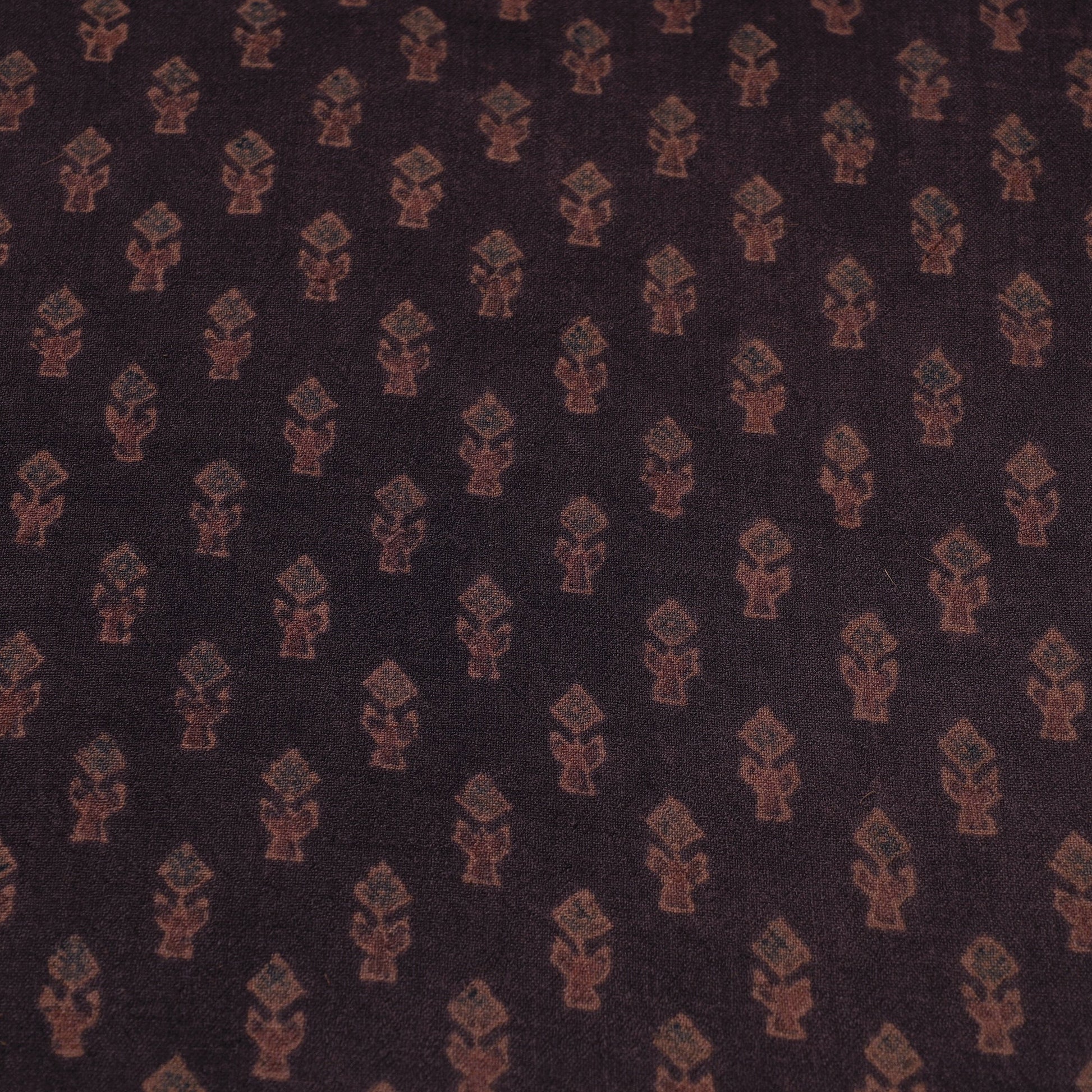 Brown - Pure Wool Handloom Ajrakh Hand Block Printed Fabric