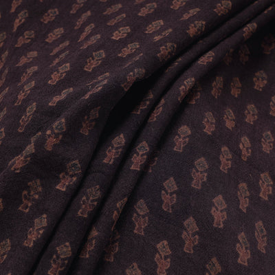 Brown - Pure Wool Handloom Ajrakh Hand Block Printed Fabric
