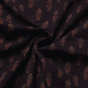 Brown - Pure Wool Handloom Ajrakh Hand Block Printed Fabric