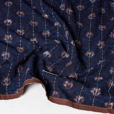 Blue - Bagru Block Printed Tagai Work Cotton Stole